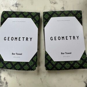 GEOMETRY Bar Towels - Green & Black Diamond Pattern (Set of 2)